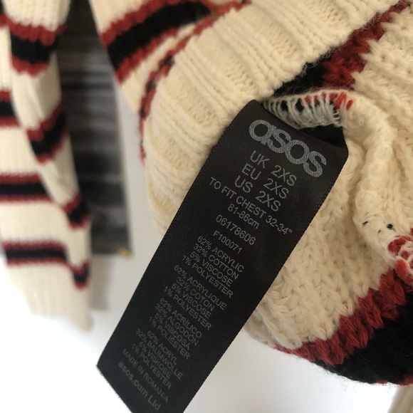 asos knit cream red and black sweater - Picture 4 of 4